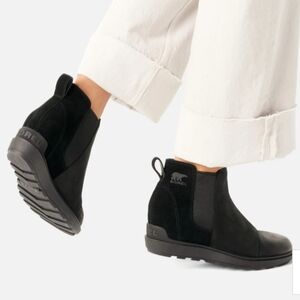 SOREL Womens Evie 2 Chelsea Boot Leather Suede Bootie Outdoor EUC Black 6.5
